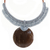 Coconut shell and leather statement necklace, 'Rustic Moon in Grey' - Thai Ivory Leather and Coconut Shell Statement Necklace (image 2e) thumbail