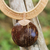 Coconut shell and leather statement necklace, 'Rustic Moon in Beige' - Thai Beige Leather and Coconut Shell Statement Necklace (image 2b) thumbail