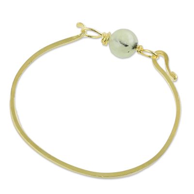Gold plated prehnite pendant bracelet, 'Always Lucky' - Gold Plated Prehnite Pendant Bracelet from Thailand