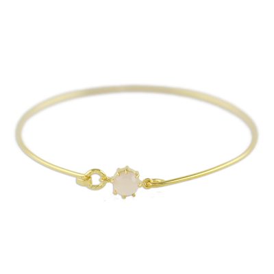 Gold plated chalcedony bangle bracelet, 'Charming Luck in Pink' - Gold Plated Chalcedony Bangle Bracelet from Thailand