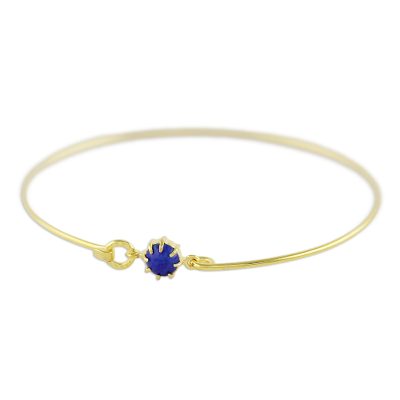 Gold plated lapis lazuli bangle bracelet, 'Charming Luck in Blue' - Gold Plated Lapis Lazuli Bangle Bracelet from Thailand
