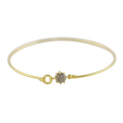 Gold plated labradorite bangle bracelet, 'Speckled Luck' - Gold Plated Labradorite Bangle Bracelet from Thailand