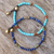 Multi-gemstone beaded bracelets, 'Fantastic Blue' - Two Jasper and Unakite Multi-Gem Beaded Bracelets (image 2) thumbail