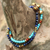 Pulseras con cuentas de piedras preciosas múltiples, 'Fantastic Blue' - Dos pulseras con cuentas de piedras preciosas múltiples de jaspe y unakita