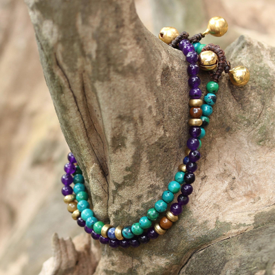 Multi-gemstone beaded bracelets, 'Magical Earth' - Two Serpentine and Tiger's Eye Multigem Beaded Bracelets