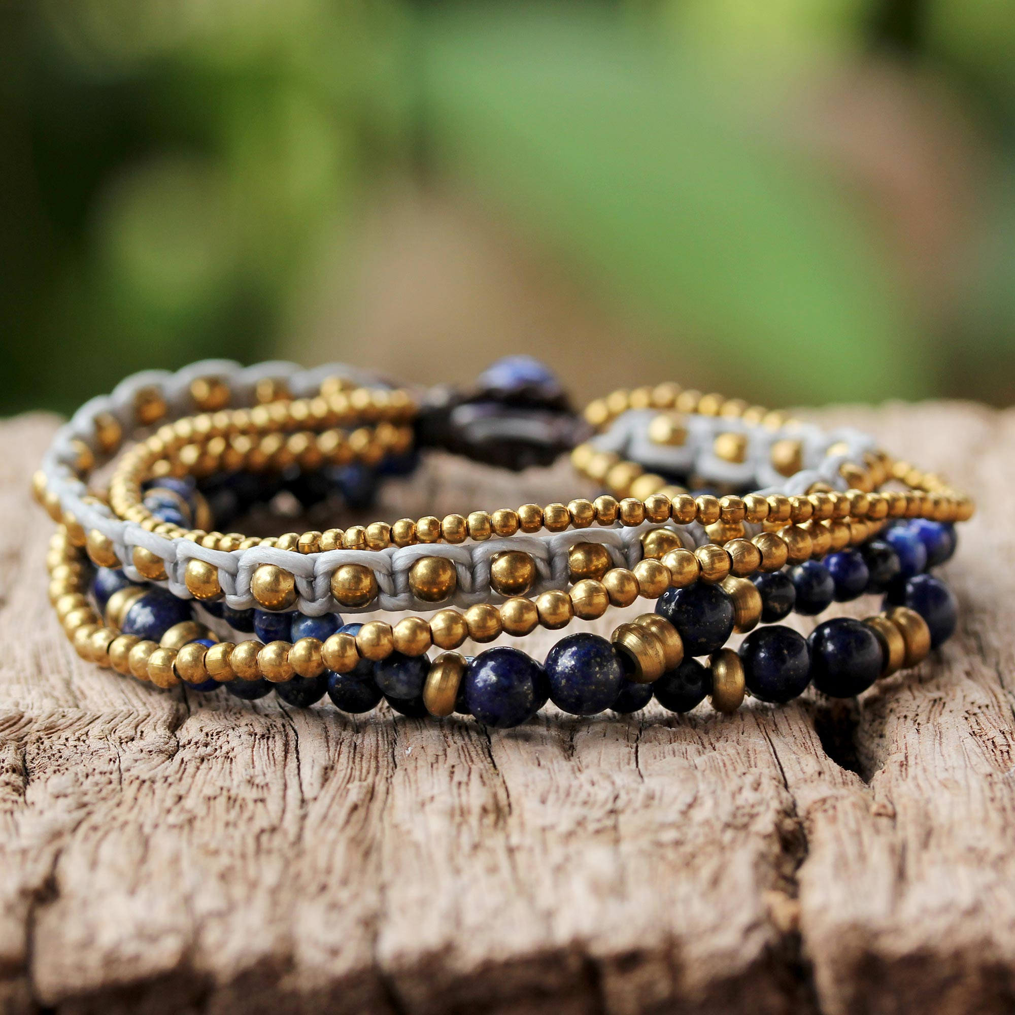 UNICEF Market | Brass and Lapis Lazuli Multi-Strand Beaded Bracelet ...