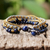 Lapis lazuli beaded bracelet, 'Brisk Ocean' - Brass and Lapis Lazuli Multi-Strand Beaded Bracelet