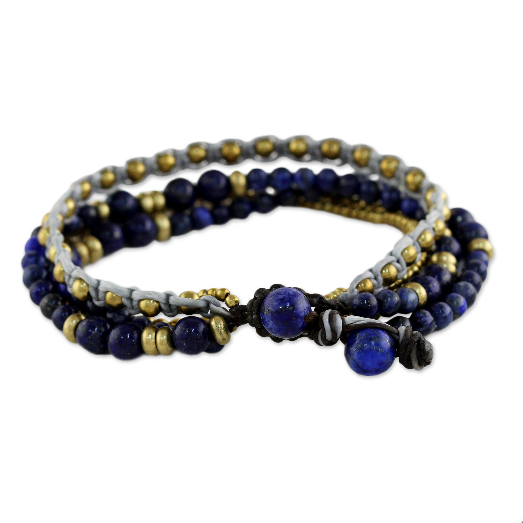 UNICEF Market | Brass and Lapis Lazuli Multi-Strand Beaded Bracelet ...