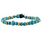 Beaded bracelet, 'Beautiful Thai in Light Blue' - Brass and Calcite Beaded Bracelet from Thailand