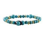 Beaded bracelet, 'Beautiful Thai in Light Blue' - Brass and Calcite Beaded Bracelet from Thailand