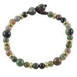 Agate beaded bracelet, 'Beautiful Thai' - Agate and Brass Beaded Bracelet from Thailand