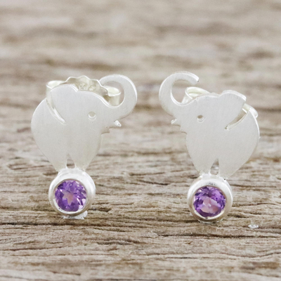 Amethyst button earrings, An Elephants World