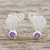 Amethyst button earrings, 'An Elephant's World' - Thai Sterling Silver and Amethyst Elephant Button Earrings (image 2) thumbail