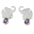 Amethyst button earrings, 'An Elephant's World' - Thai Sterling Silver and Amethyst Elephant Button Earrings thumbail