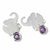 Amethyst button earrings, 'An Elephant's World' - Thai Sterling Silver and Amethyst Elephant Button Earrings (image 2c) thumbail