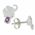 Amethyst button earrings, 'An Elephant's World' - Thai Sterling Silver and Amethyst Elephant Button Earrings (image 2d) thumbail