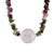 Rose quartz and tourmaline pendant necklace, 'Natural Rose' - Thai Rose Quartz and Tourmaline Beaded Pendant Necklace (image 2d) thumbail