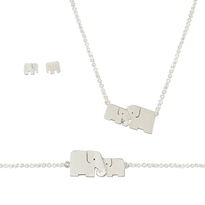 Schmuckset aus Sterlingsilber - Sterling Silber Schmuckset Elefanten aus Thailand
