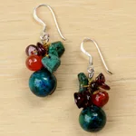 Garnet and carnelian beaded dangle earrings, 'Tropical Oasis' - Beaded Dangle Earrings with Garnet and Carnelian