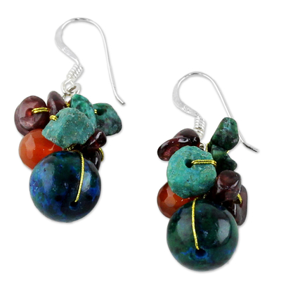 Ohrhänger aus Granat- und Karneolperlen - Perlenohrringe mit Granat und Karneol