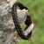 Braided leather wristband bracelet, 'Fun Times in Dark Brown' - Brown Leather Adjustable Braided Bracelet from Thailand (image 2b) thumbail