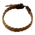 Braided leather wristband bracelet, 'Braided Paths in Light Brown' - Light Brown Leather Braided Bracelet from Thailand
