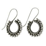 Silver drop earrings, 'Karen Life' - Handmade Karen Hill Tribe Silver Drop Earrings