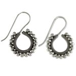 Silver drop earrings, 'Karen Life' - Handmade Karen Hill Tribe Silver Drop Earrings