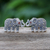 Garnet and marcasite button earrings, 'Glistening Elephants' - Marcasite and Garnet Elephant Button Earrings from Thailand (image 2) thumbail