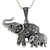 Garnet and marcasite pendant necklace, 'Glittering Elephants' - Garnet and Marcasite Elephant Pendant Necklace from Thailand