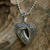 Marcasite pendant necklace, 'Natural Heart' - Marcasite Leaf Pendant Necklace from Thailand (image 2c) thumbail