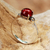 Chalcedony and marcasite cocktail ring, 'Red Bubble' - Chalcedony and Marcasite Cocktail Ring from Thailand (image 2) thumbail