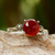 Chalcedony and marcasite cocktail ring, 'Red Bubble' - Chalcedony and Marcasite Cocktail Ring from Thailand (image 2b) thumbail