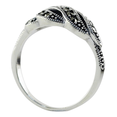 Marcasite cocktail ring, 'Glistening Ribbons' - Marcasite and Sterling Silver Cocktail Ring from Thailand
