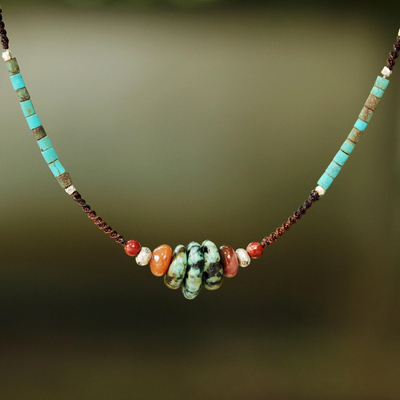 Multi-gemstone beaded necklace, Bohemian Harmony
