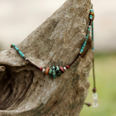 Multi-gemstone beaded necklace, 'Bohemian Harmony' - Fair Trade Multi Gemstone Beaded Necklace