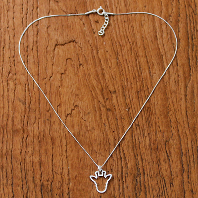 Sterling silver pendant necklace, 'Giraffe Shadow' - Sterling Silver Giraffe Face Pendant Necklace from Thailand