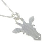 Sterling silver pendant necklace, 'Adorable Giraffe' - Modern Sterling Silver Giraffe Face Pendant Necklace