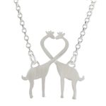 Sterling silver pendant necklace, 'Giraffe Kisses' - Sterling Silver Giraffe Kiss Pendant Necklace from Thailand