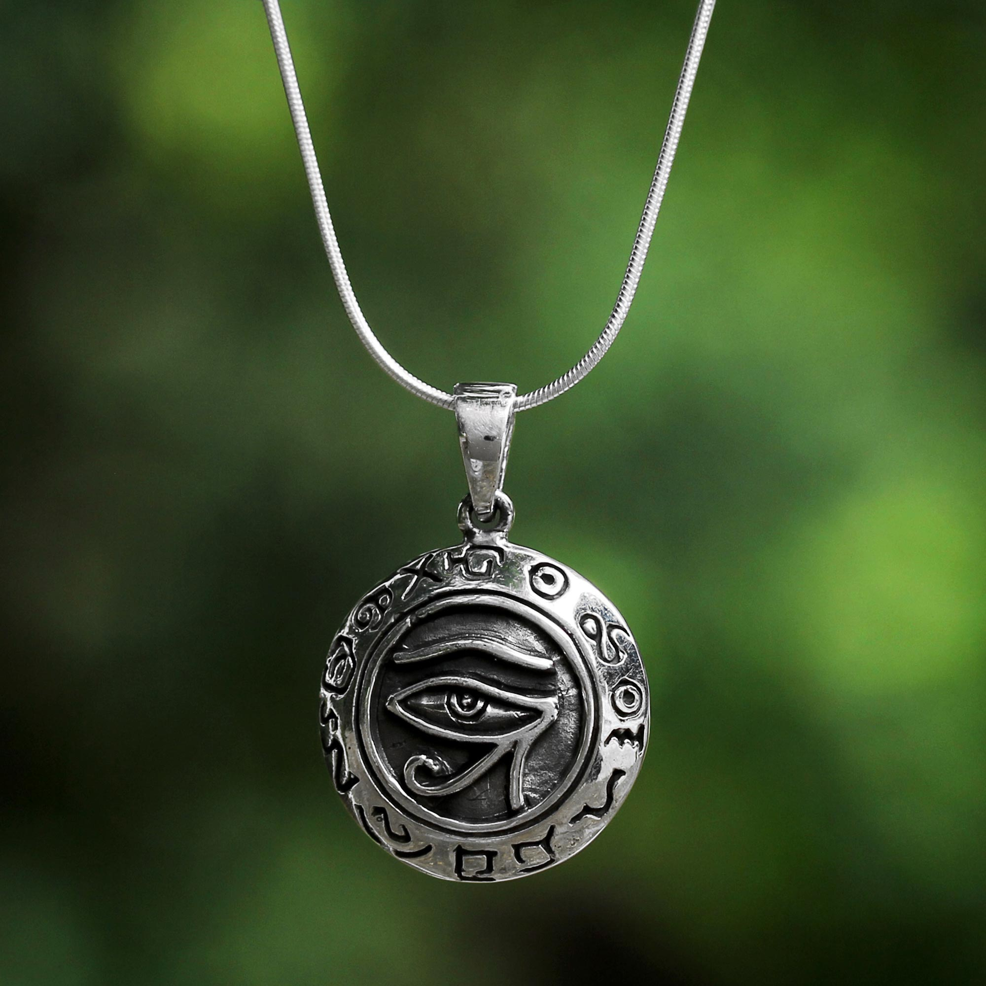 Sterling Silver Eye of Horus Pendant Necklace from Thailand - Watchful ...