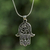 Sterling silver pendant necklace, 'Hamsa Charm' - Handcrafted Thai Sterling Silver Hamsa Pendant Necklace (image 2) thumbail