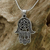 Sterling silver pendant necklace, 'Hamsa Charm' - Handcrafted Thai Sterling Silver Hamsa Pendant Necklace (image 2b) thumbail