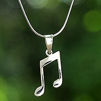 Sterling silver pendant necklace, 'Musical Companion' - Sterling Silver Musical Pendant Necklace from Thailand