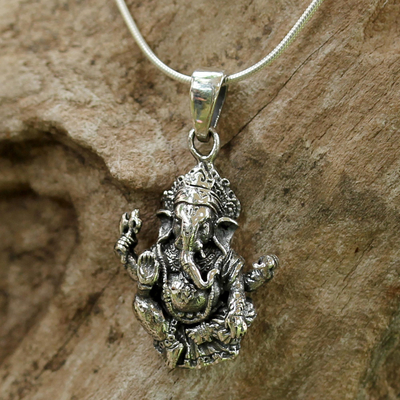 Sterling Silver Ganesha Pendant Necklace from Thailand - Beneficent ...
