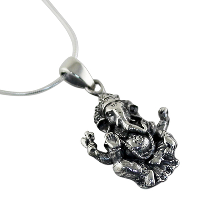 Collar colgante de plata esterlina - Collar con colgante Ganesha de plata esterlina de Tailandia