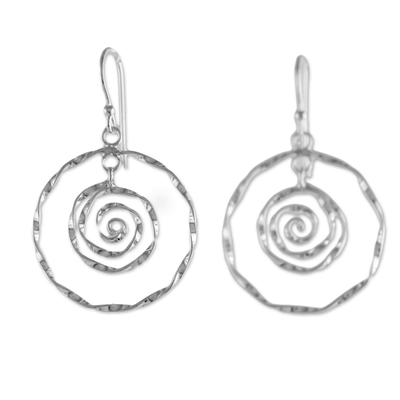 Sterling silver dangle earrings, 'Delicate Spirals' - Sterling Silver Spiral Dangle Earrings from Thailand