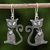 Sterling silver dangle earrings, 'Witch's Cat' - Sterling Silver Cat Dangle Earrings from Thailand
