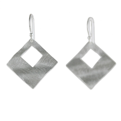 Sterling silver dangle earrings, 'Window View' - Sterling Silver Diamond Shaped Dangle Earrings from Thailand