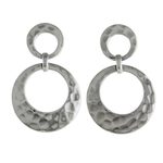 Sterling silver dangle earrings, 'Modern Duo' - Sterling Silver Double Circle Dangle Earrings from Thailand