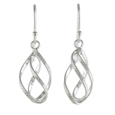 Sterling silver dangle earrings, 'Elegant Helix' - Sterling Silver Helix Dangle Earrings from Thailand